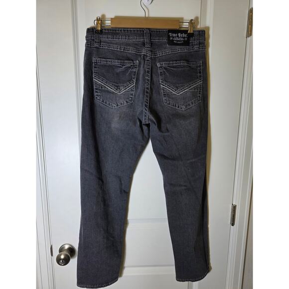 TRUE REBEL Black Medium Wash Heavy Stitching 808-Slim Fit Stretch Jean 30x30 - Picture 2 of 10